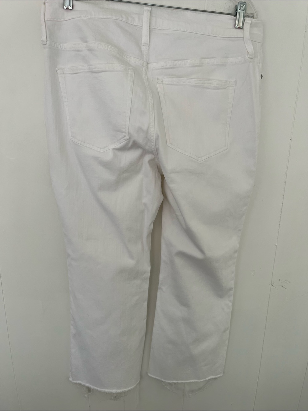 J. Crew Mid-Rise Flare Crop White Denim Jeans with Raw Hem Size 33 - Picture 4 of 10